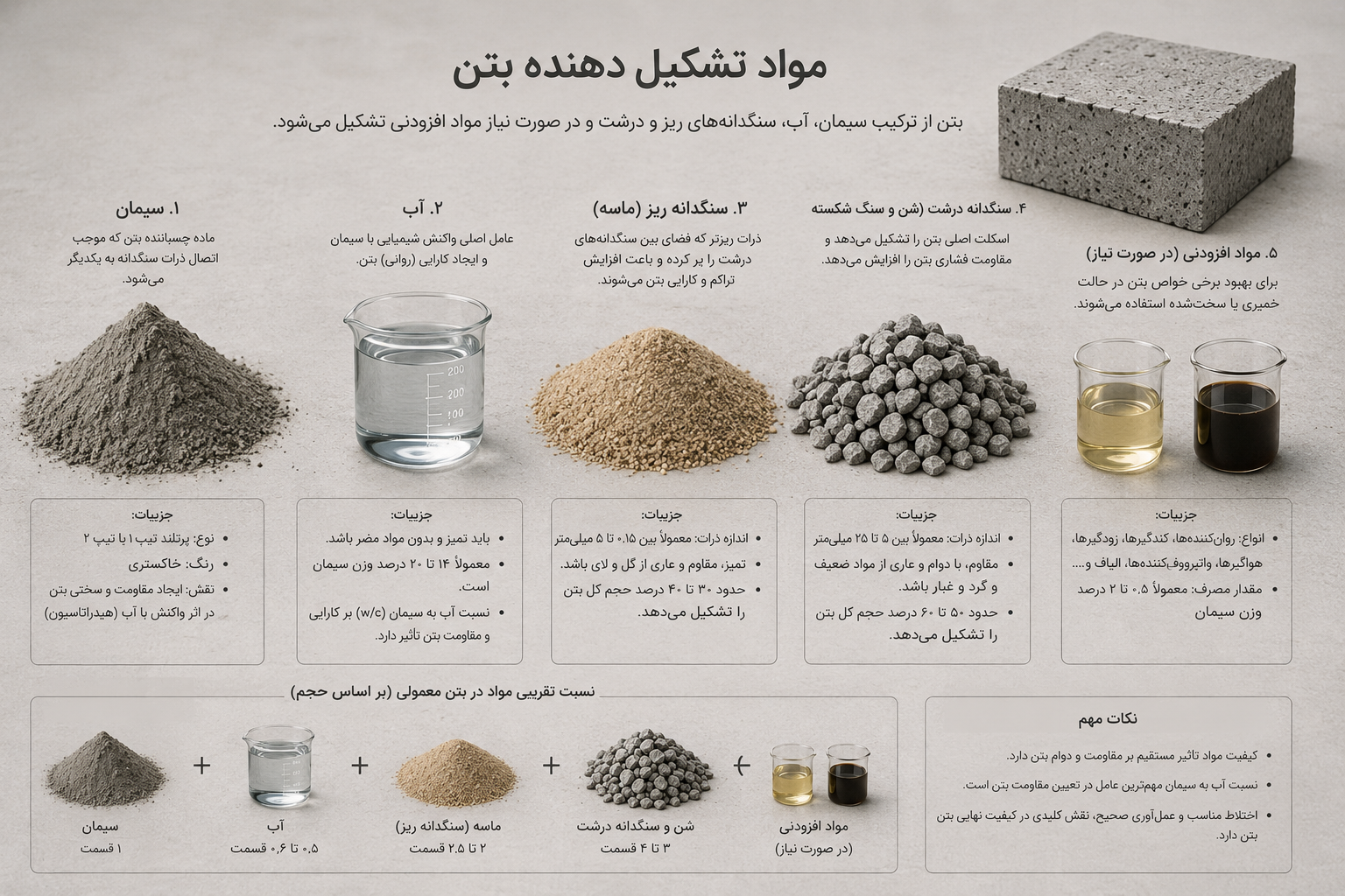 مواد تشکیل دهنده بتن