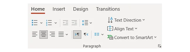 آموزش PowerPoint: پنل پاراگراف