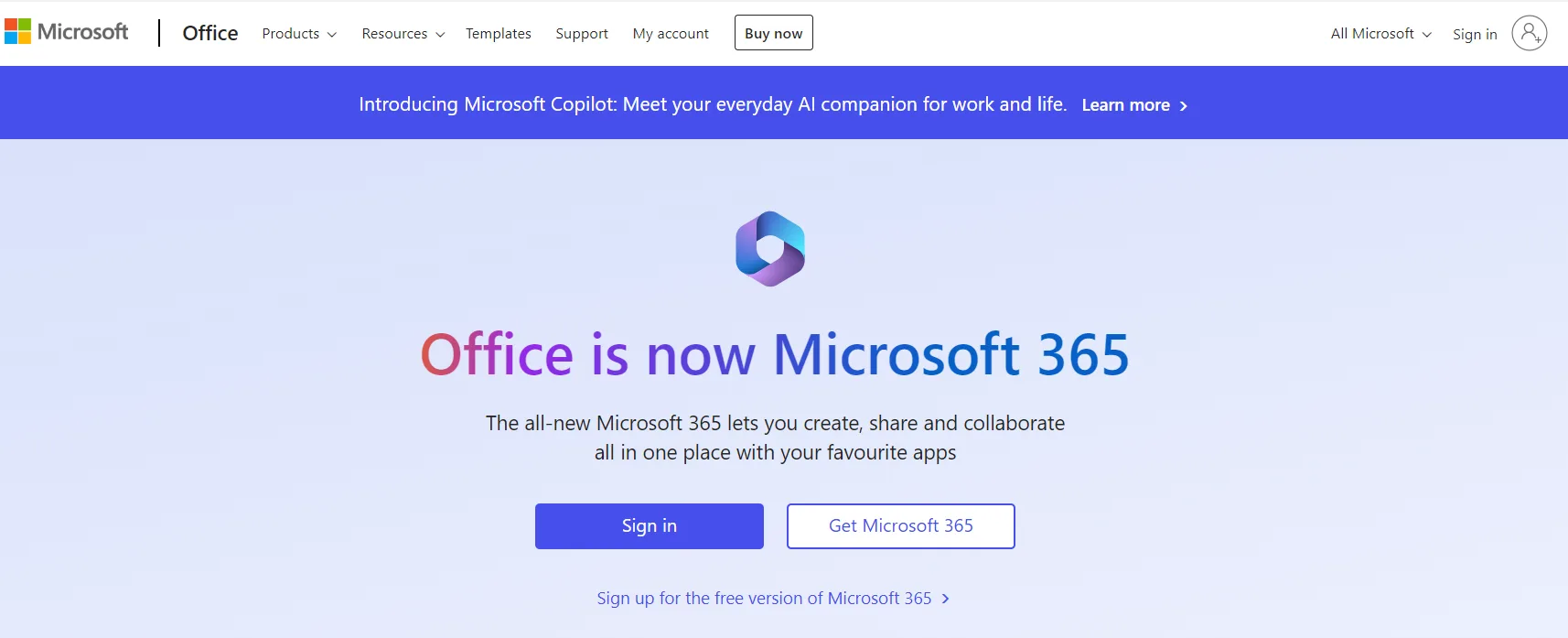 ورد به سایت Office.com