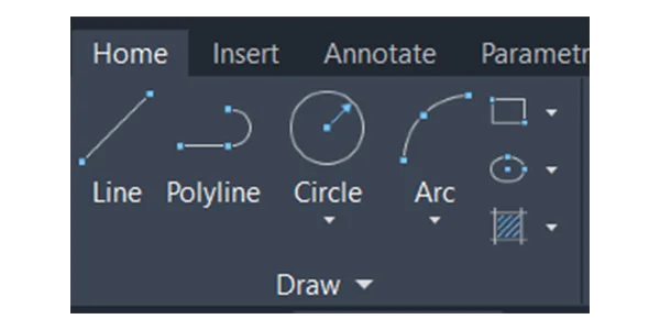پنل Draw در نرم افزار اتوکد